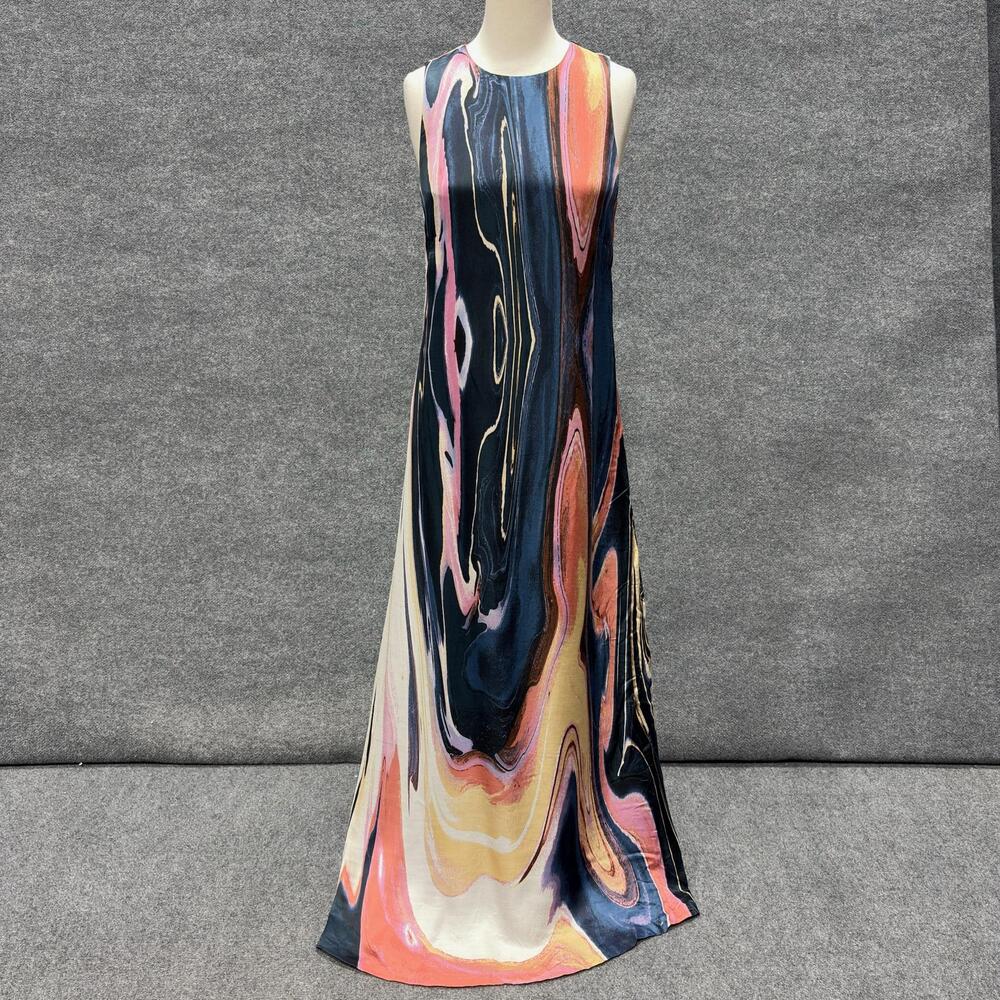 Derek Lam 10 Crosby Dress Womens 6 Multicolor Tie Dye Sleeveless Maxi Trapeze